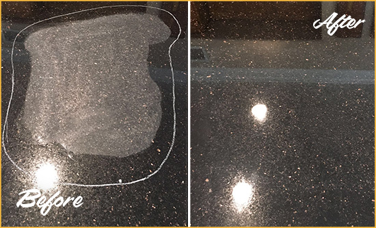 Sir Grout Restored This Tempe Granite Countertop to Remove Scratches Before and After Picture of a Tempe Hard Surface Restoration Service on a Granite Countertop to Remove Scratches