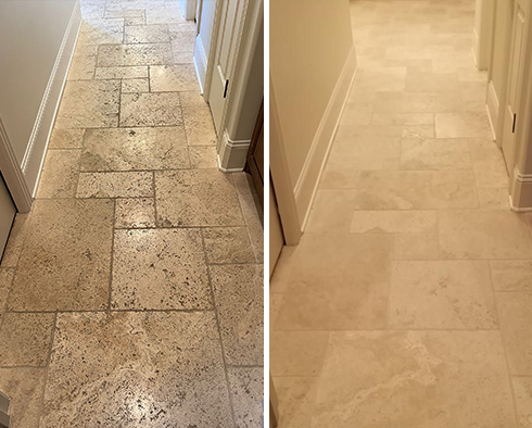 Floor Before and After a Stone Cleaning in Scottsdale, AZ