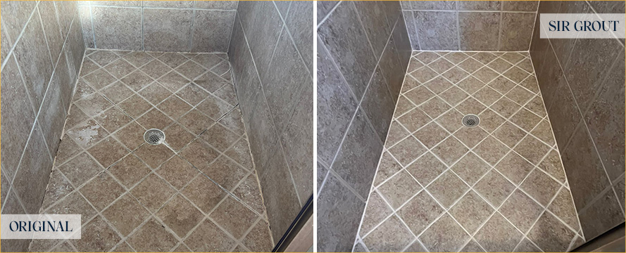 Shower Before and After a Superb Tile Cleaning in Gilbert, AZ