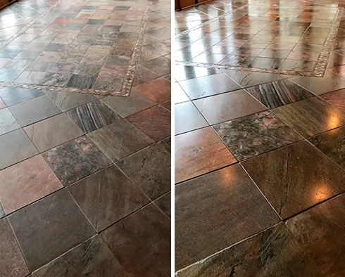 Floor Before and After a Stone Polishing in Scottsdale, AZ