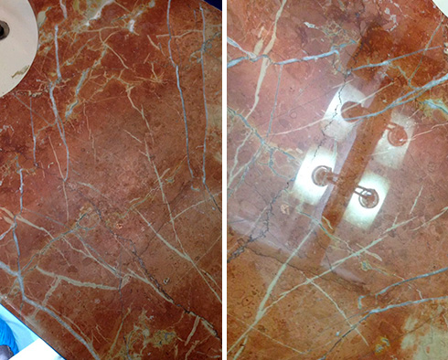 Vanity Top Before and After a Stone Polishing in Scottsdale, AZ