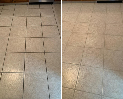 Kitchen Floor Before and After a Grout Cleaning in Scottsdale