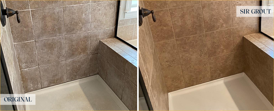 Shower Before and After Our Tempe Tile Cleaning Service