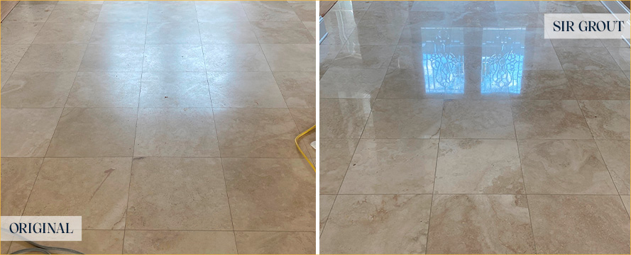 Floor Before and After a Flawless Stone Polishing in Cave Creek, AZ