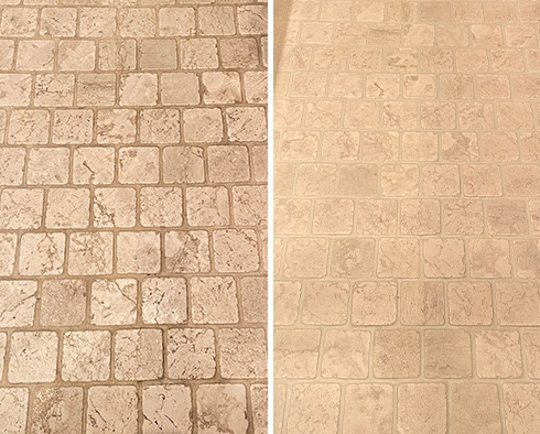 Marble Floor Before and After Our Scottsdale Stone Cleaningg Service