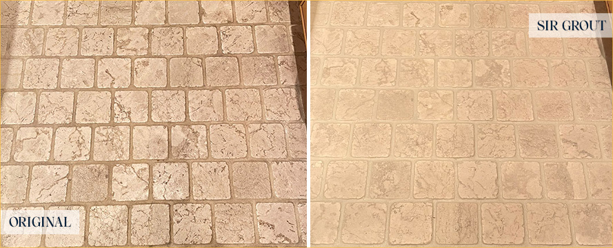 Marble Floor Before and After Our Scottsdale Stone Cleaningg Service