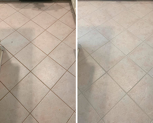 Floor Before and After a Grout Sealing in Scottsdale, AZ