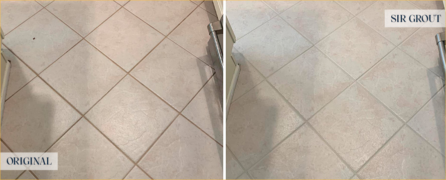 Kitchen Floor Before and After a Grout Sealing in Scottsdale, AZ