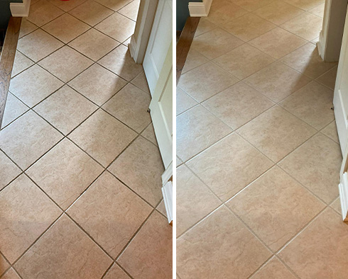 Tile Floor Before and After Our Scottsdale Grout Cleaning Service