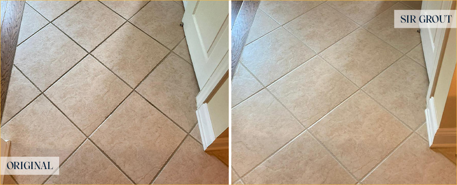 Tile Floor Before and After Our Scottsdale Grout Cleaning Service